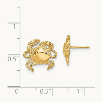 2-D / Polished Crab Post Earrings, 14K