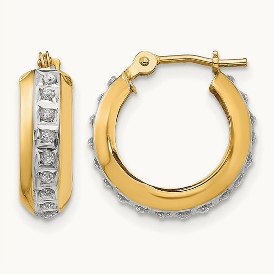 Diamond Fascination Daimond Dust/Accent Hoop Earrings, 14K