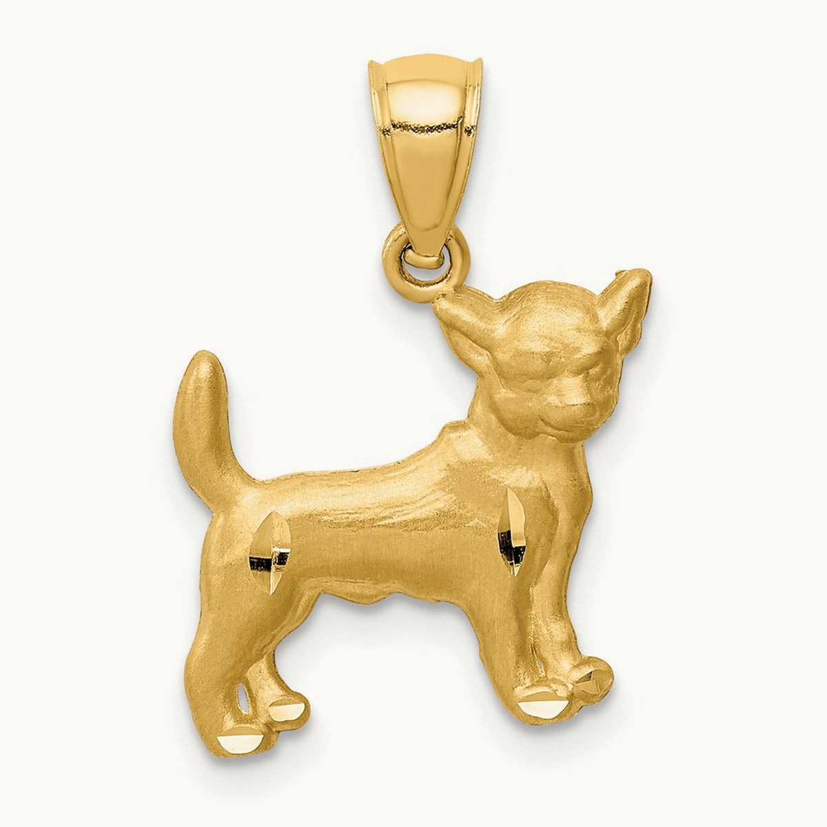 Diamond-cut Chihuahua Pendant, 14K