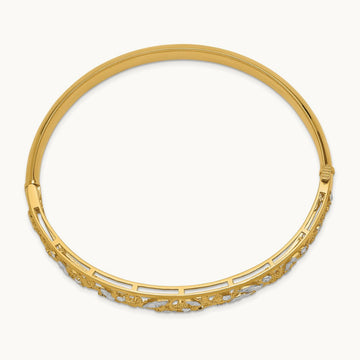 w/White Rhodium Diamond-cut Graduated Hinged Bangle Bracelet, 14K