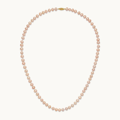 7- Pink Near Round Freshwater Cultured Pearl Necklace, 14K