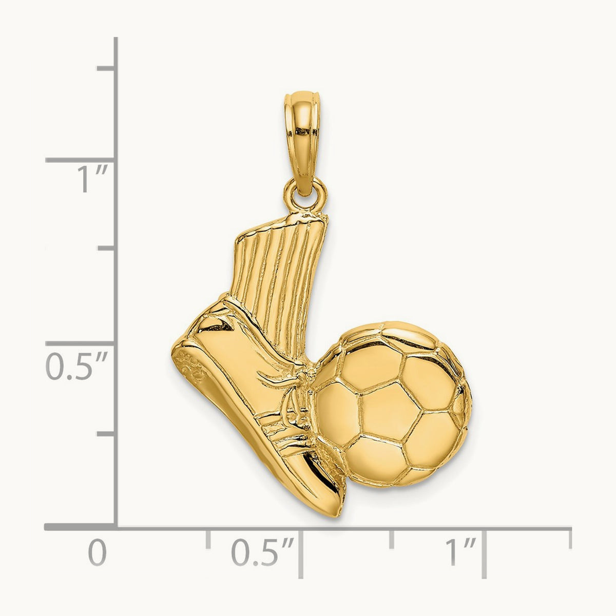 2-D Soccer Shoe Kicking Ball Charm, 14K