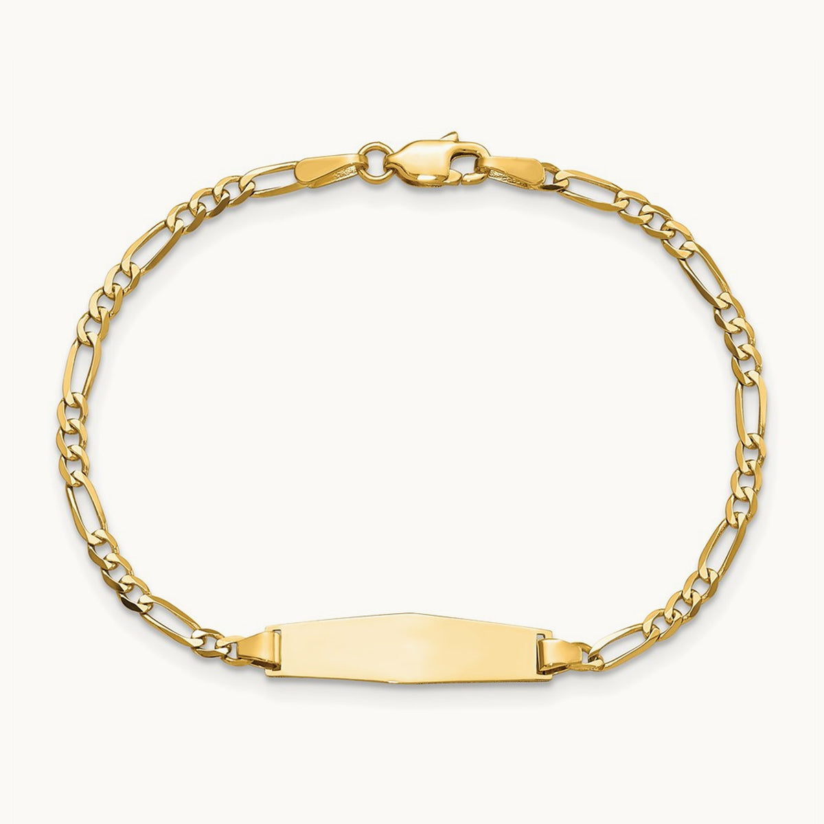 Soft Diamond Shape Figaro Link ID Bracelet, 14K