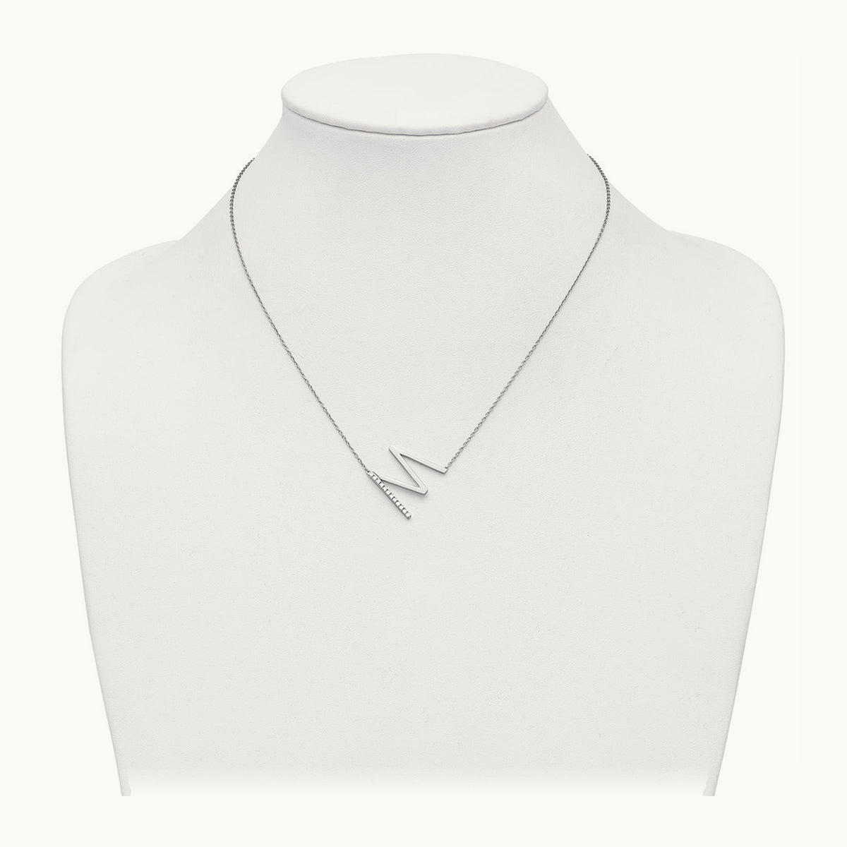 Sideways Diamond Necklace — 14K White Gold, M