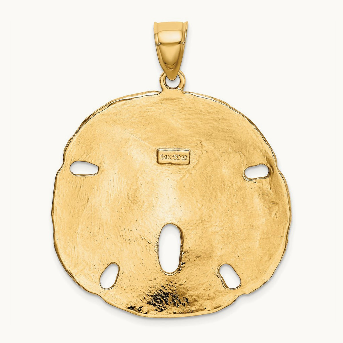 Polished Sand Dollar Charm — 14K Yellow Gold, 40mm