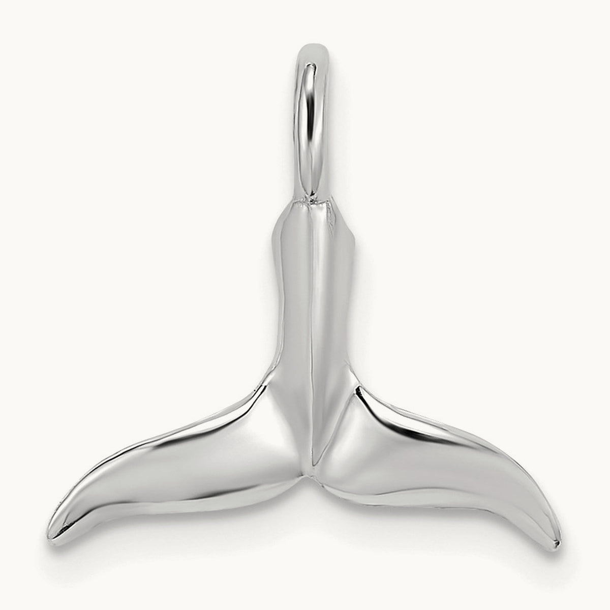 3-D Polished Whale Tail Chain Slide — 14K White Gold, 20mm
