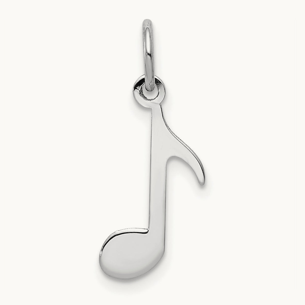 Polished Musical Note Charm — 14K White Gold, 21mm