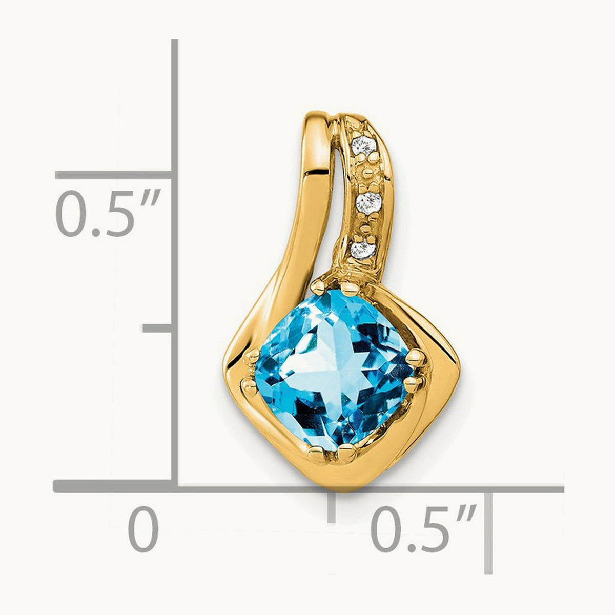 Blue Topaz and Diamond Chain Slide Pendant — 14K Yellow Gold