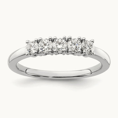 5-Stone Diamond Band, 14K White Gold
