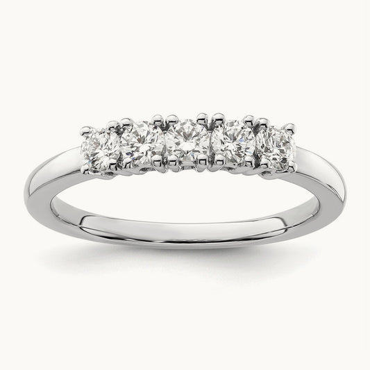 5-Stone Diamond Band, 14K White Gold