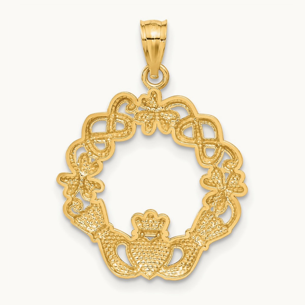 Rhodium Claddagh Pendant, 14K