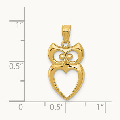 Polished Cut-out Owl Pendant, 14K Gold