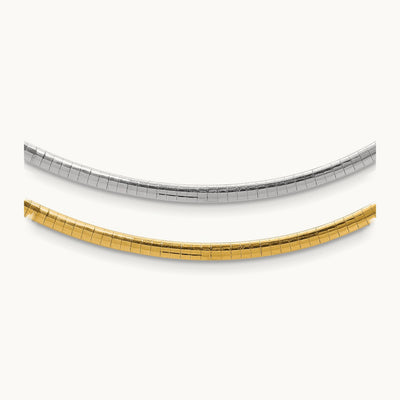 Reversible White & Yellow Domed Omega Necklace — 3mm