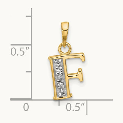 Diamond Letter F Initial Pendant, 14K with Rhodium