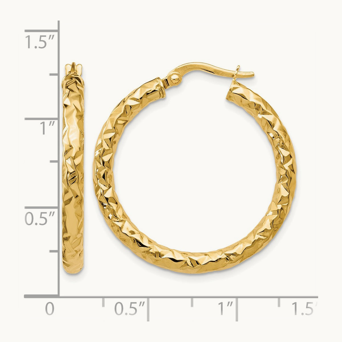 ForeverLite Polished and Textured Hoop Earrings — Leslie's — 10K Yellow Gold, 24mm
