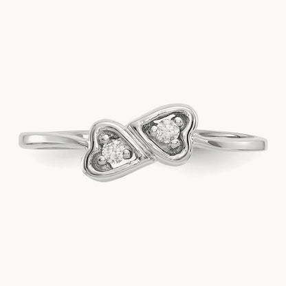 Polished AA Diamond Heart Ring, 14K White Gold