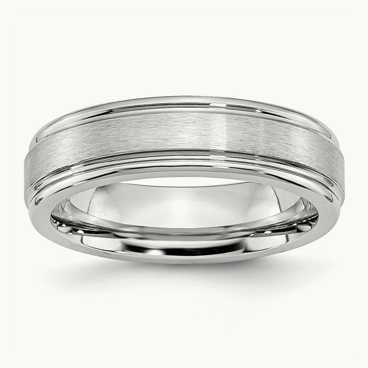 Cobalt Satin and Polished Ridged Edge Band — 6mm