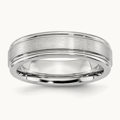 Cobalt Satin and Polished Ridged Edge Band — 6mm