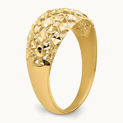 Diamond-cut Mini Diamond Pattern Dome Ring, 14K