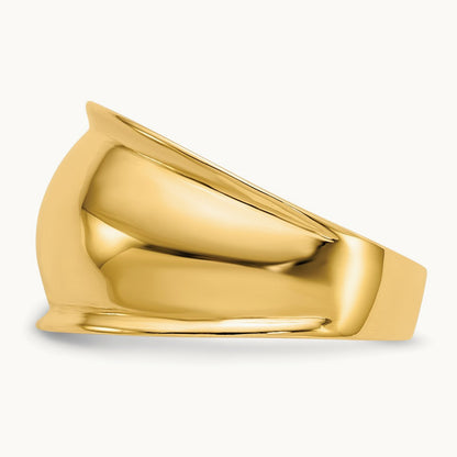 Ridge-edged Dome Ring, 14K