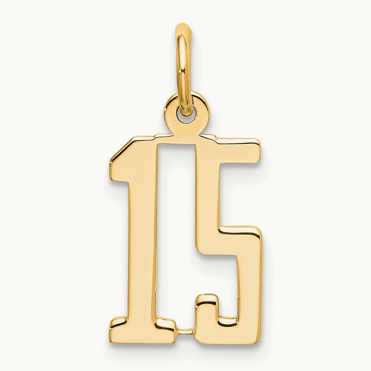 Small Elongated Number 15 Charm — 14K Yellow Gold