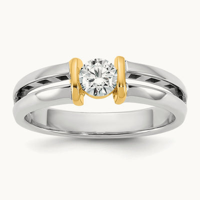 .5ct Mens Wedding Band, 14K Two-tone