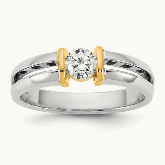 .5ct Mens Wedding Band, 14K Two-tone