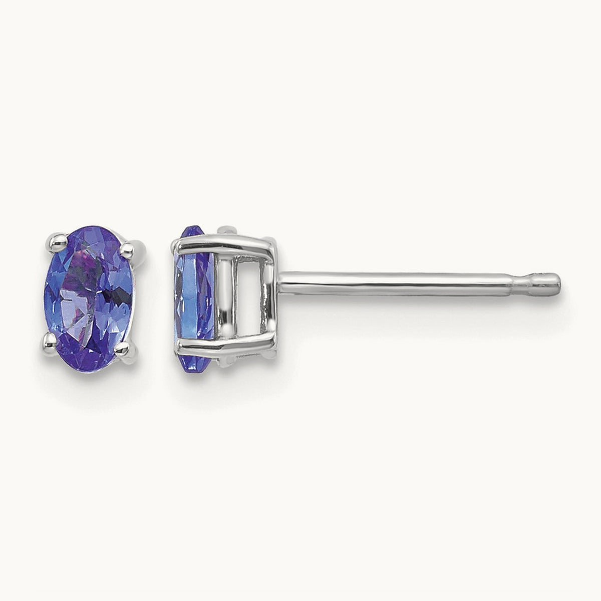 Tanzanite Earrings, 14K White Gold