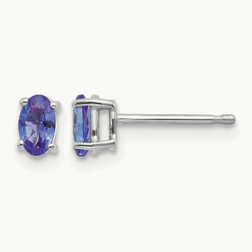 Tanzanite Earrings, 14K White Gold