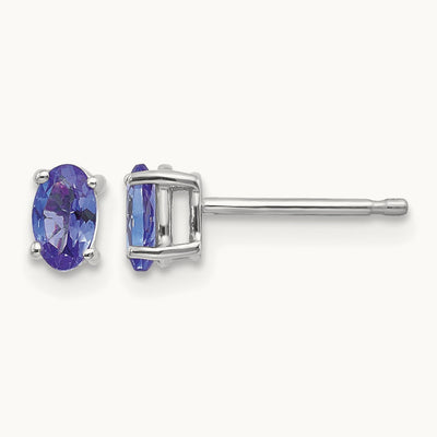 Tanzanite Earrings, 14K White Gold