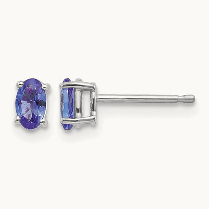 Tanzanite Earrings, 14K White Gold