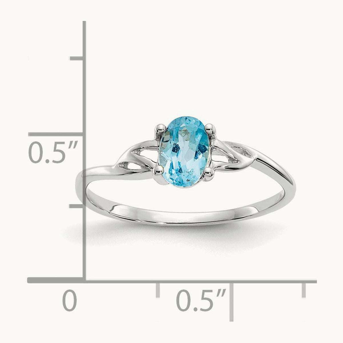 Blue Topaz Birthstone Ring, 14K White Gold
