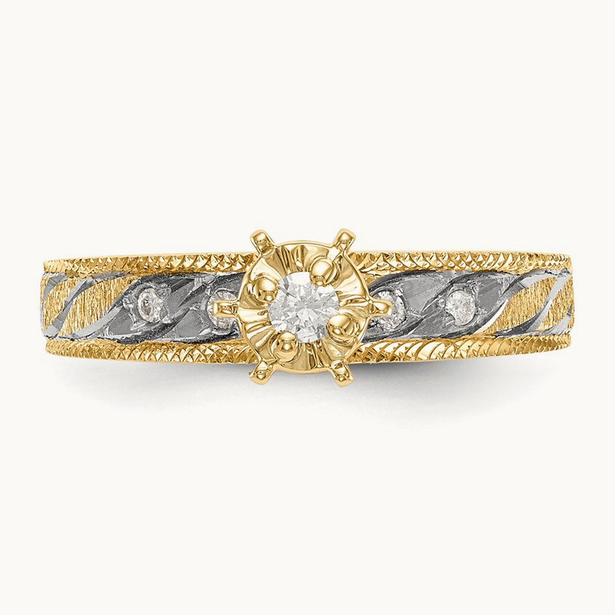 AA Quality Trio Complete Engagement Ring, 14K