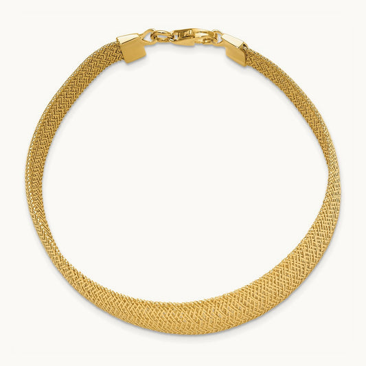 Polished Woven Graduated Dome Bracelet, 14K — Leslie's