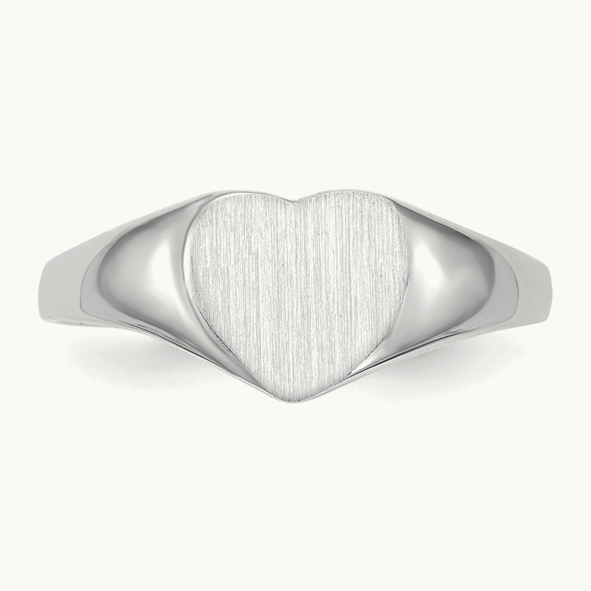 Closed Back Heart Signet Ring — 14K White Gold, 8.5x9.0mm, 5