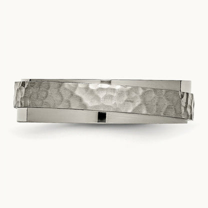 Polished and Hammered Ridged Edge Band — photo set