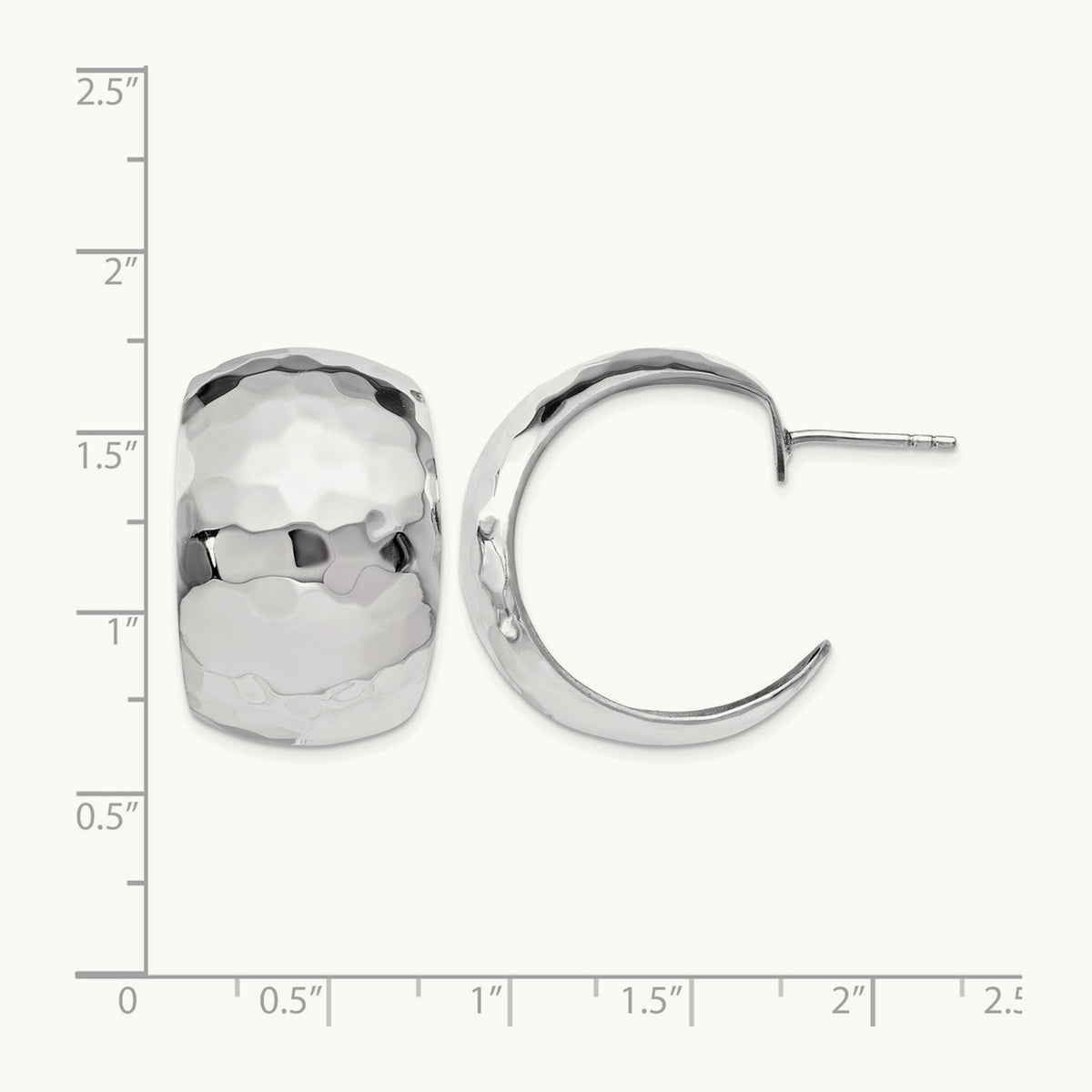 RH-plated Polished Hammered Post Earrings, Sterling Silver — Leslie's