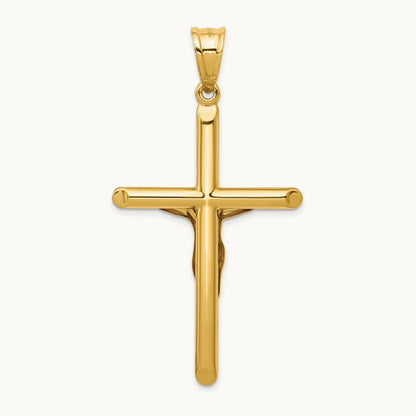 Polished Hollow Crucifix Pendant, 14K