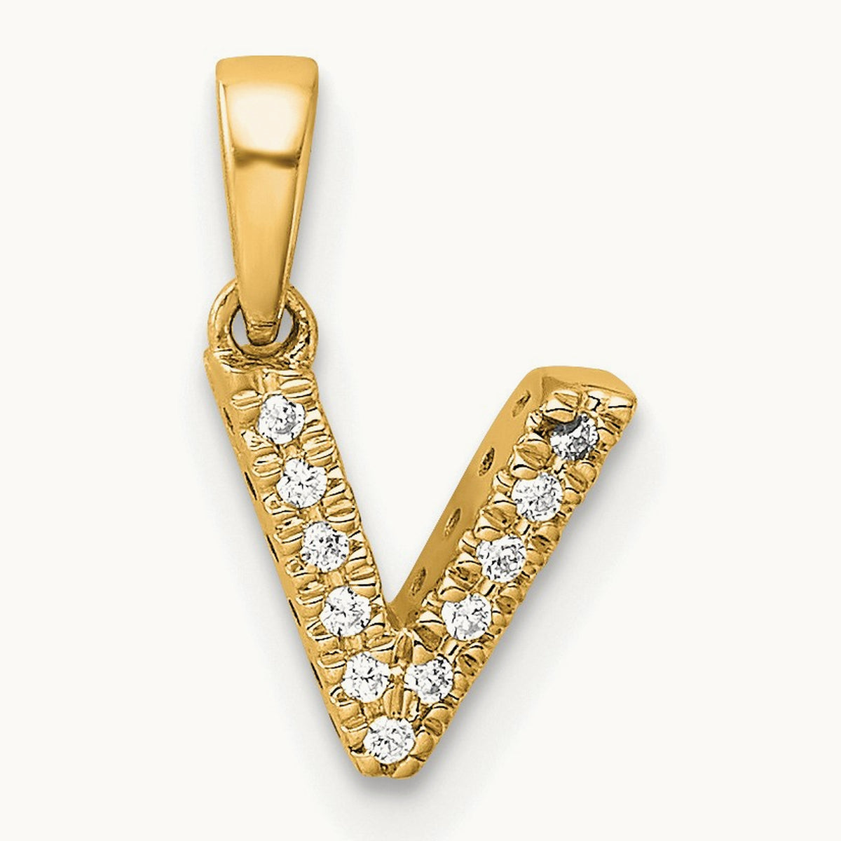 Diamond Initial with Bail Pendant — 14K Yellow Gold, V