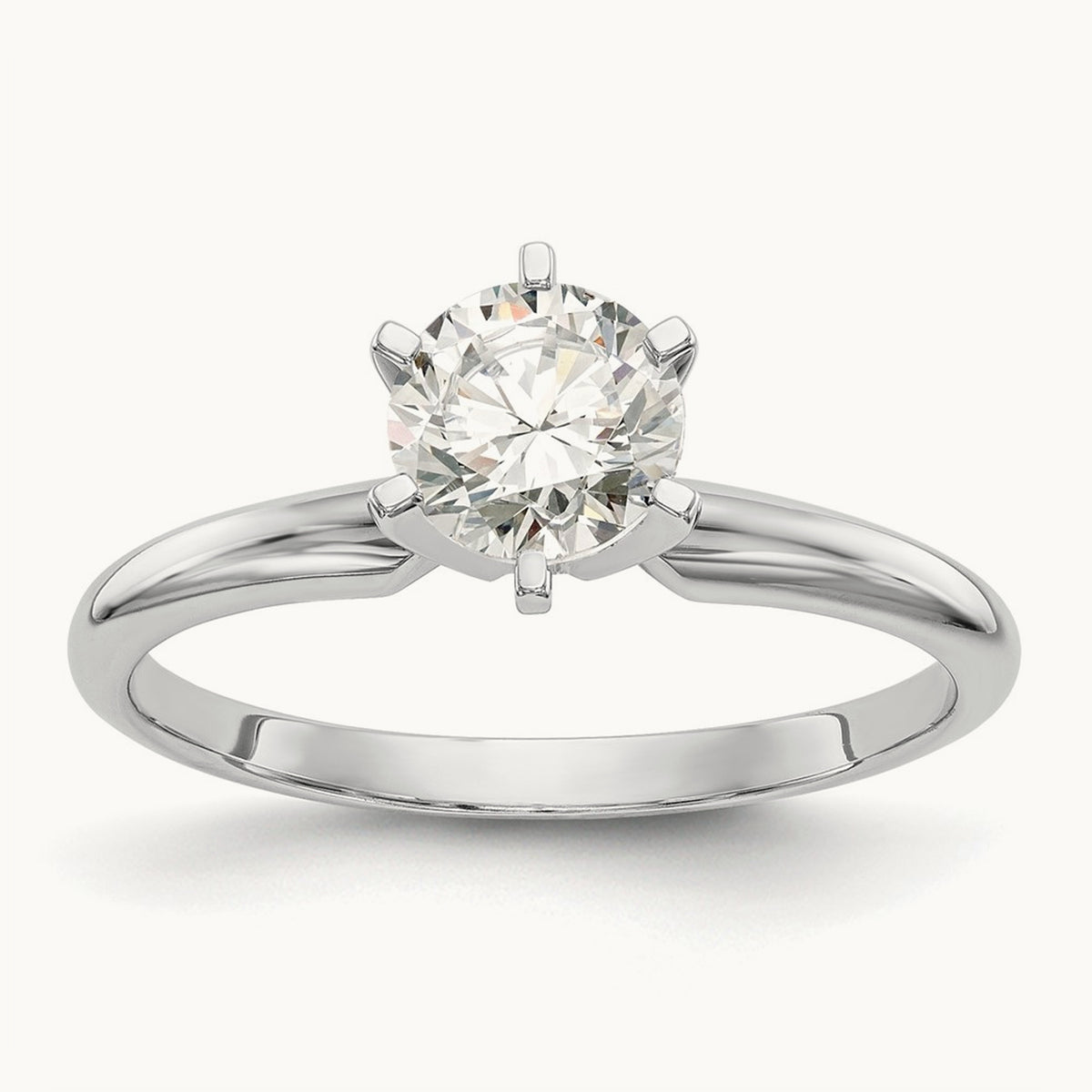 2ct. Lightweight Half-Round 6-Prong Ring Mounting, 14K White Gold