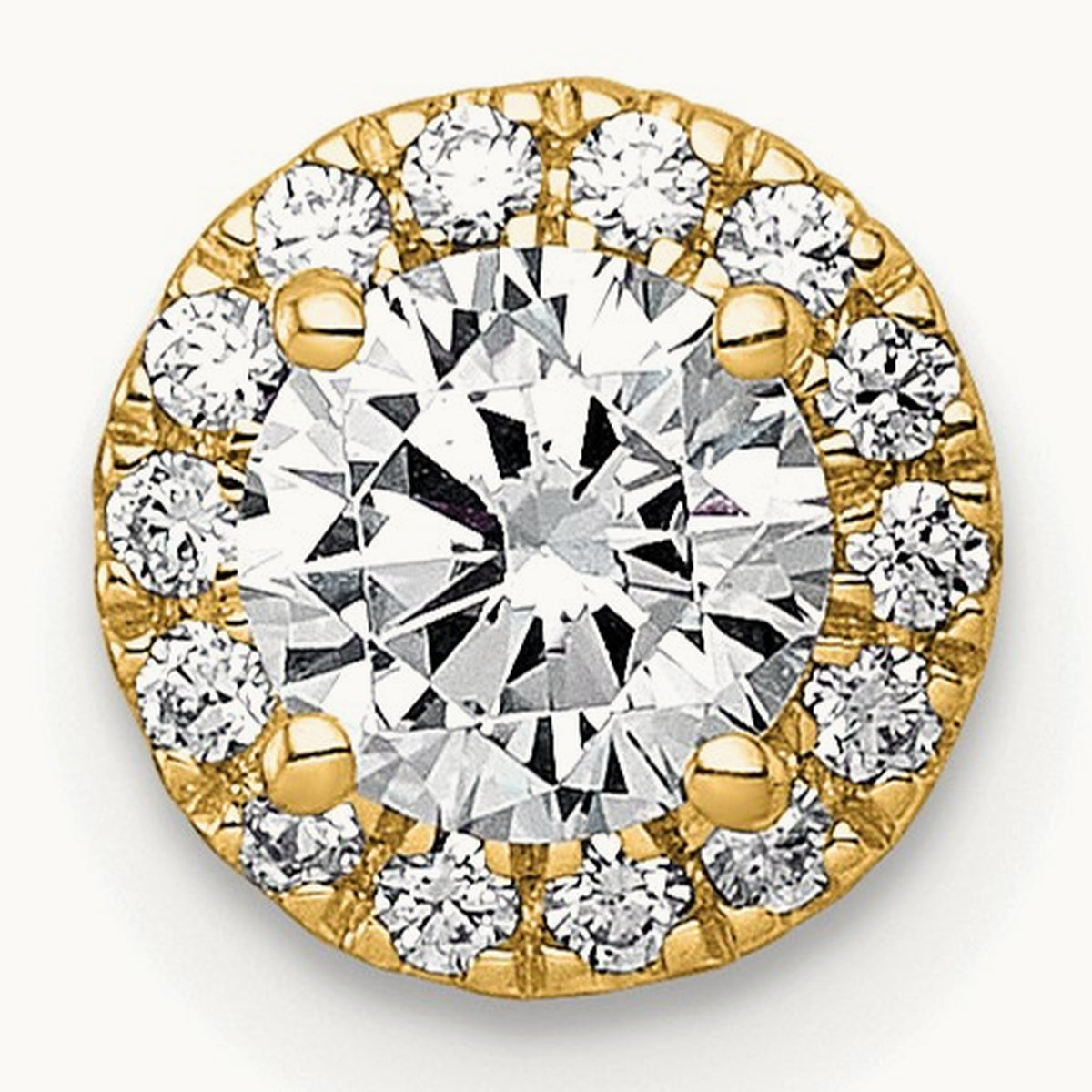 Round Halo Chain Slide Pendant, 0.25-5.00 ct tw Lab-Grown Diamond — 5/8 ct, VS (Best), 14K Yellow Gold