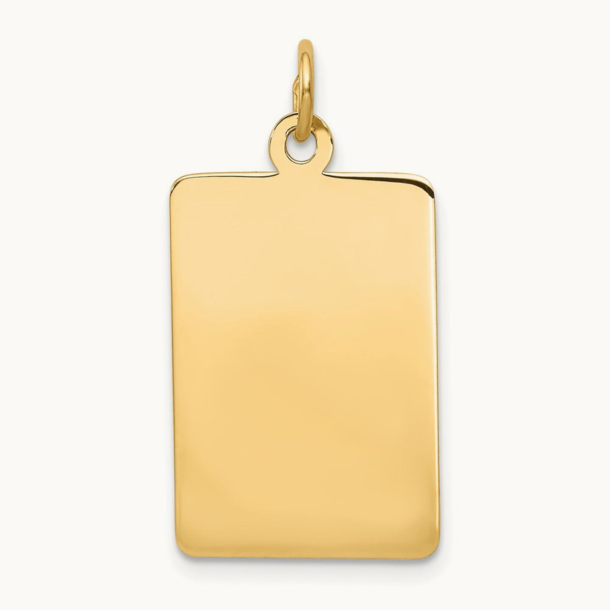 Plain .011 Gauge Rectangular Engravable Disc Charm — 14K Yellow Gold, 28mm