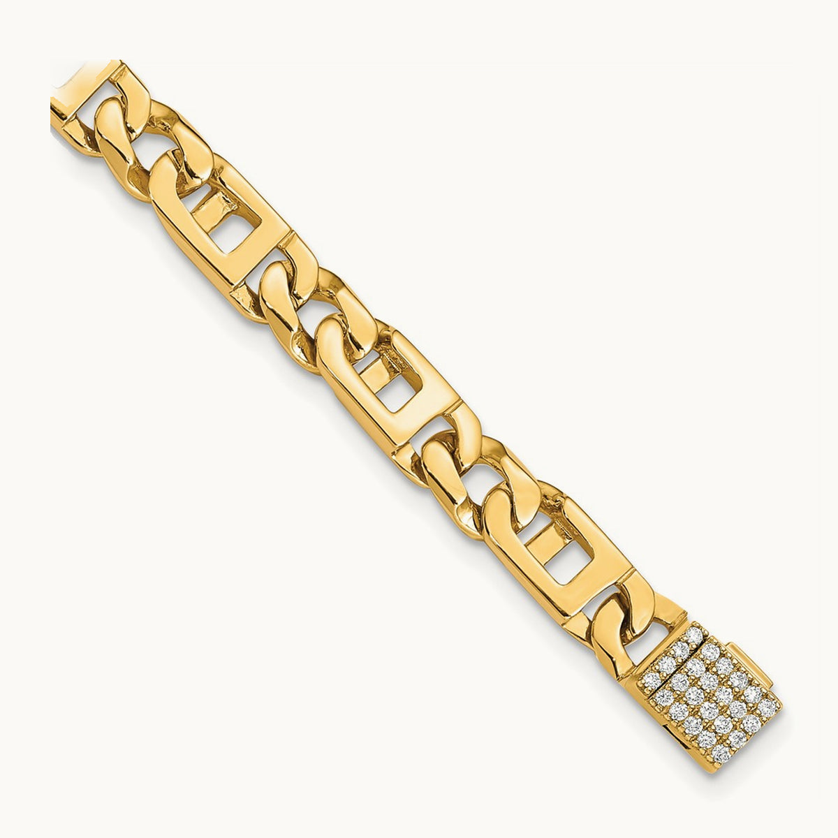 5.9mm Polished Anchor Bracelet, 0.25 ct tw Lab-Grown Diamond