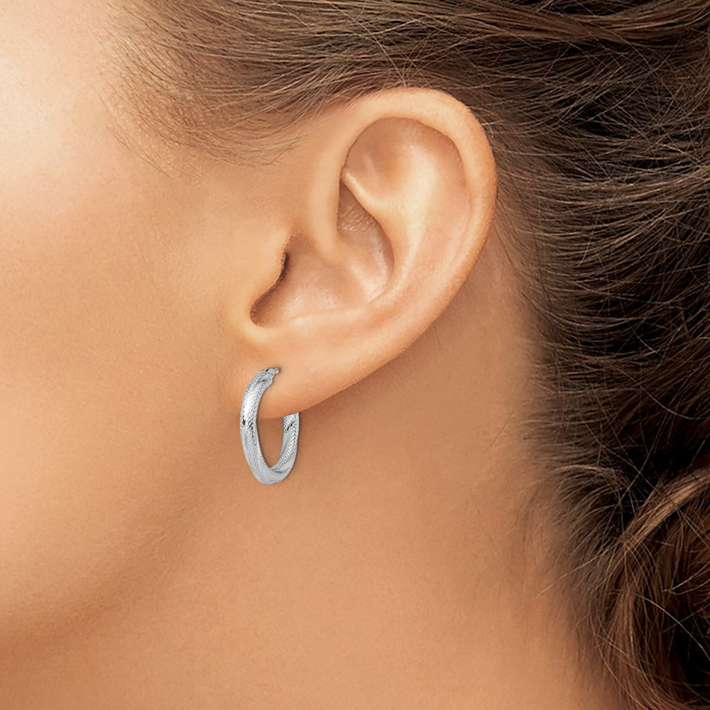 Textured Hinged Hoop Earrings — Leslie's — 10K White Gold