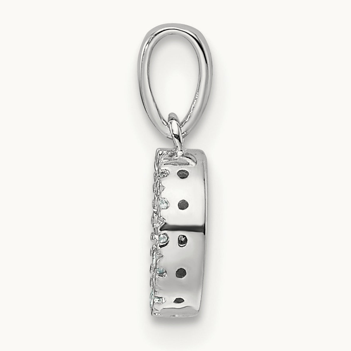 Diamond Initial with Bail Pendant — 14K White Gold, O