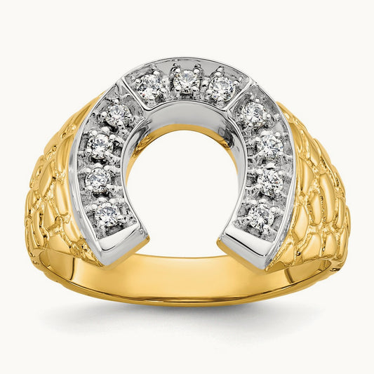 IBGoodman Men's Horseshoe Diamond Complete Ring, 14K Two-tone