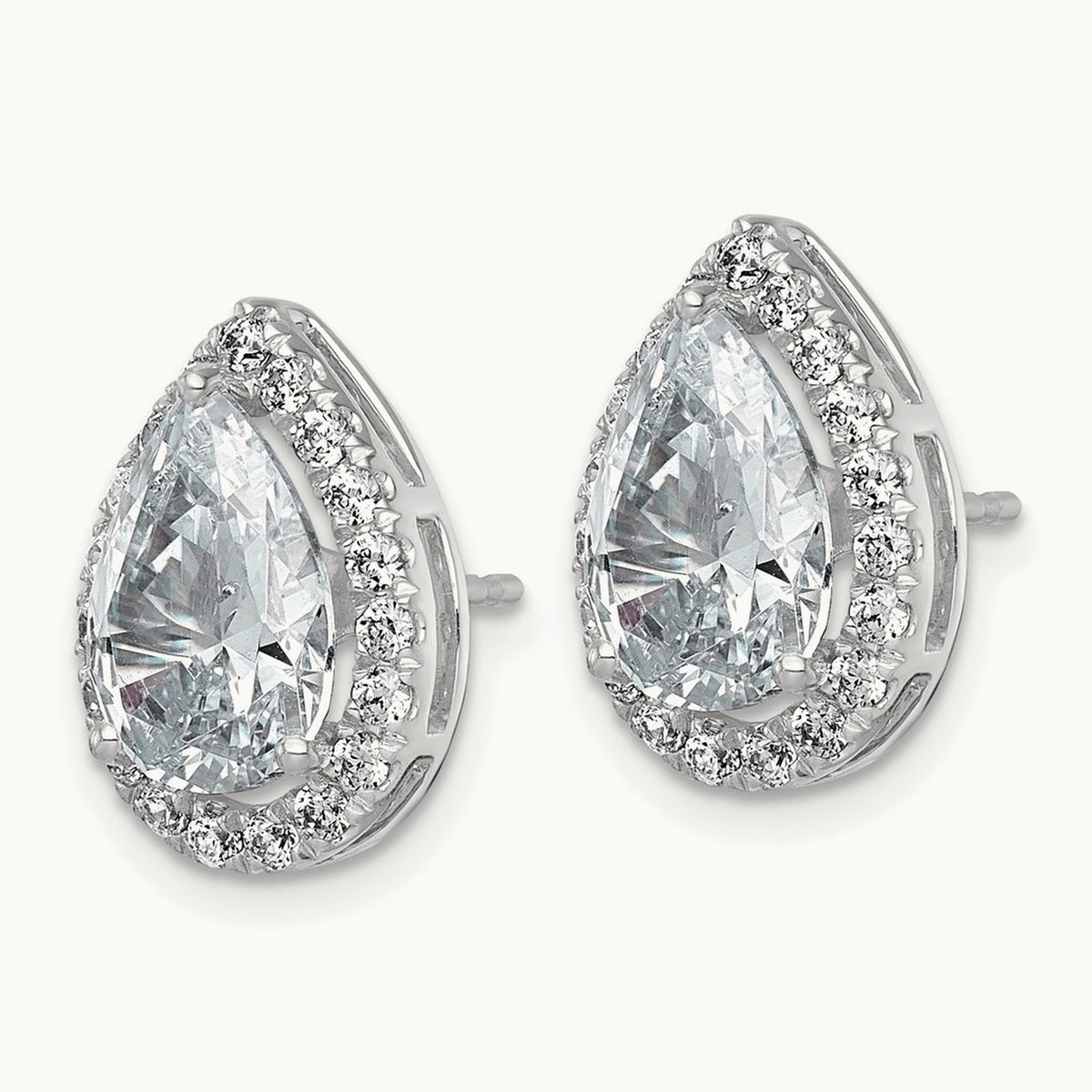 Pear Halo Post Earrings, 1.25-6.75 ct tw Lab-Grown Diamond — 5 5/8 ct, VS (Best) · Certified, 14K White Gold