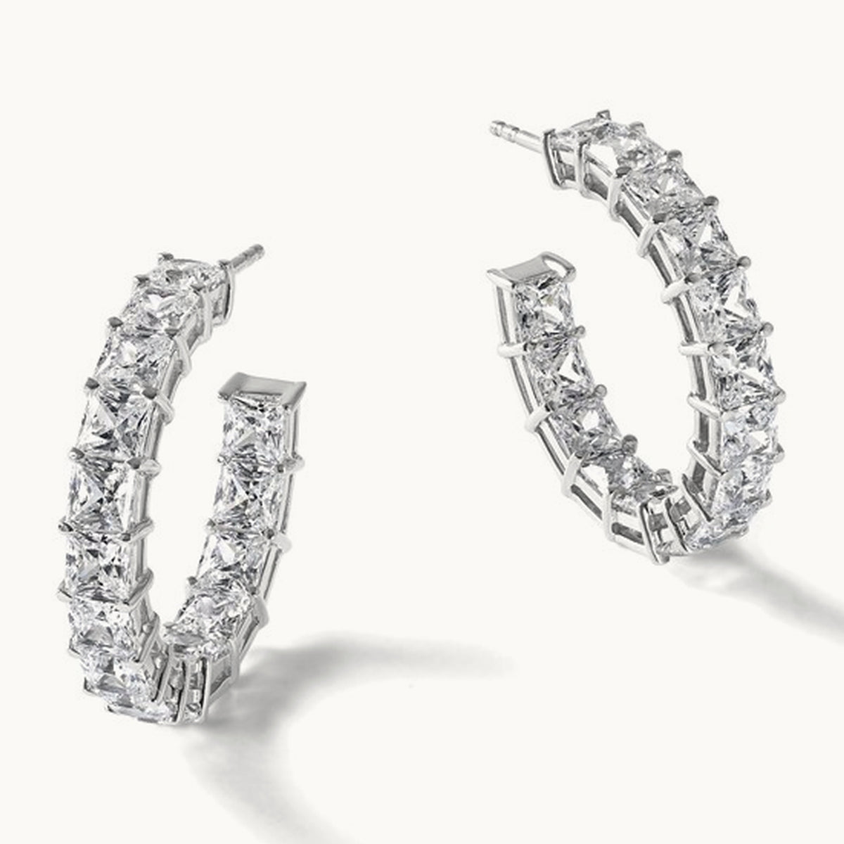 Princess in/Out Hoops, 7.75 ct tw Lab-Grown Diamond