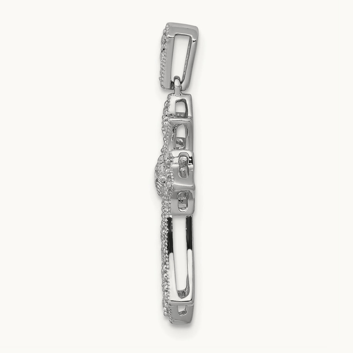 Diamond Fleur de Lis Cross Pendant — 14K White Gold