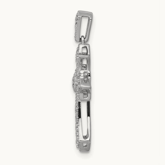Diamond Fleur de Lis Cross Pendant — 14K White Gold